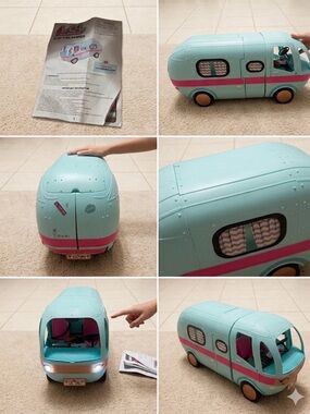 L.O.L. Surprise! 2-in-1 Glamper Fashion Camper Blue Pink Toy Playset With Dolls